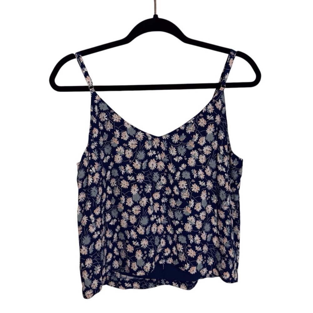 Madewell NWT Size 4 Blue Button Up Cami Tank Top French Floral Boho Beach - Picture 4 of 6